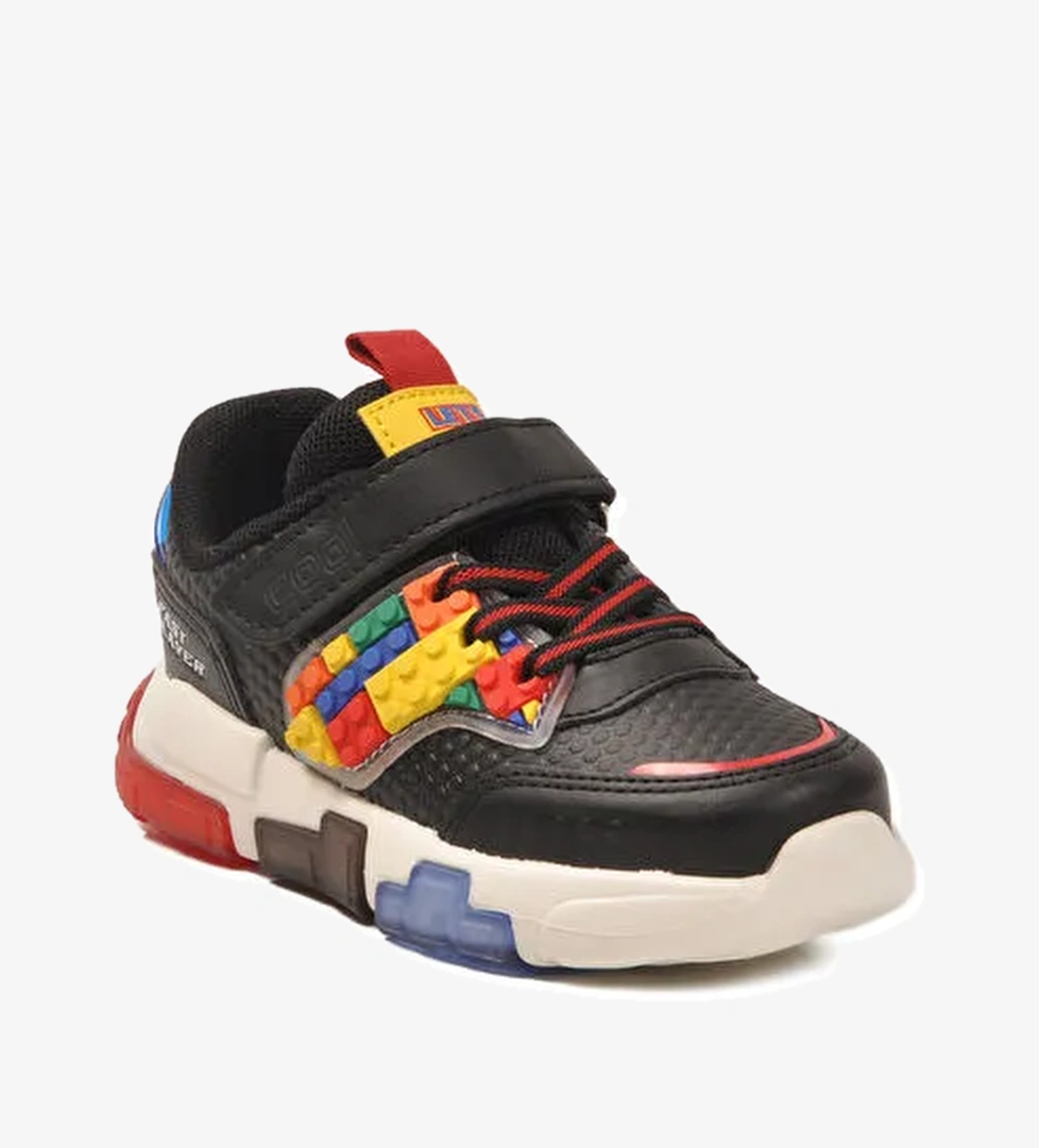 Siyah Cırtlı Işıklı Hafif Erkek Çocuk Spor Ayakkabı Heros P - Görsel 1