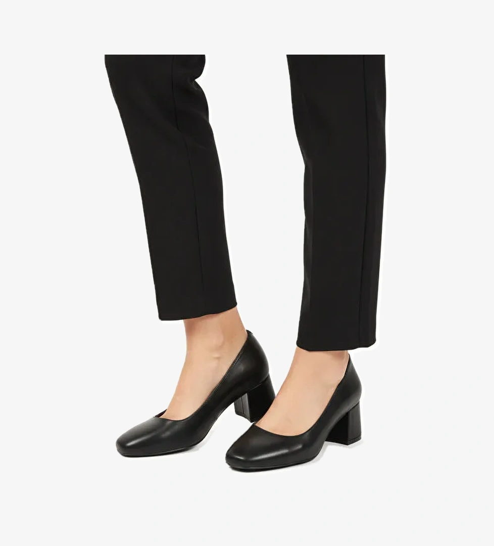 Siyah Cilt Kalın Topuklu Kadın Abiye Ayakkabı 695042 Z