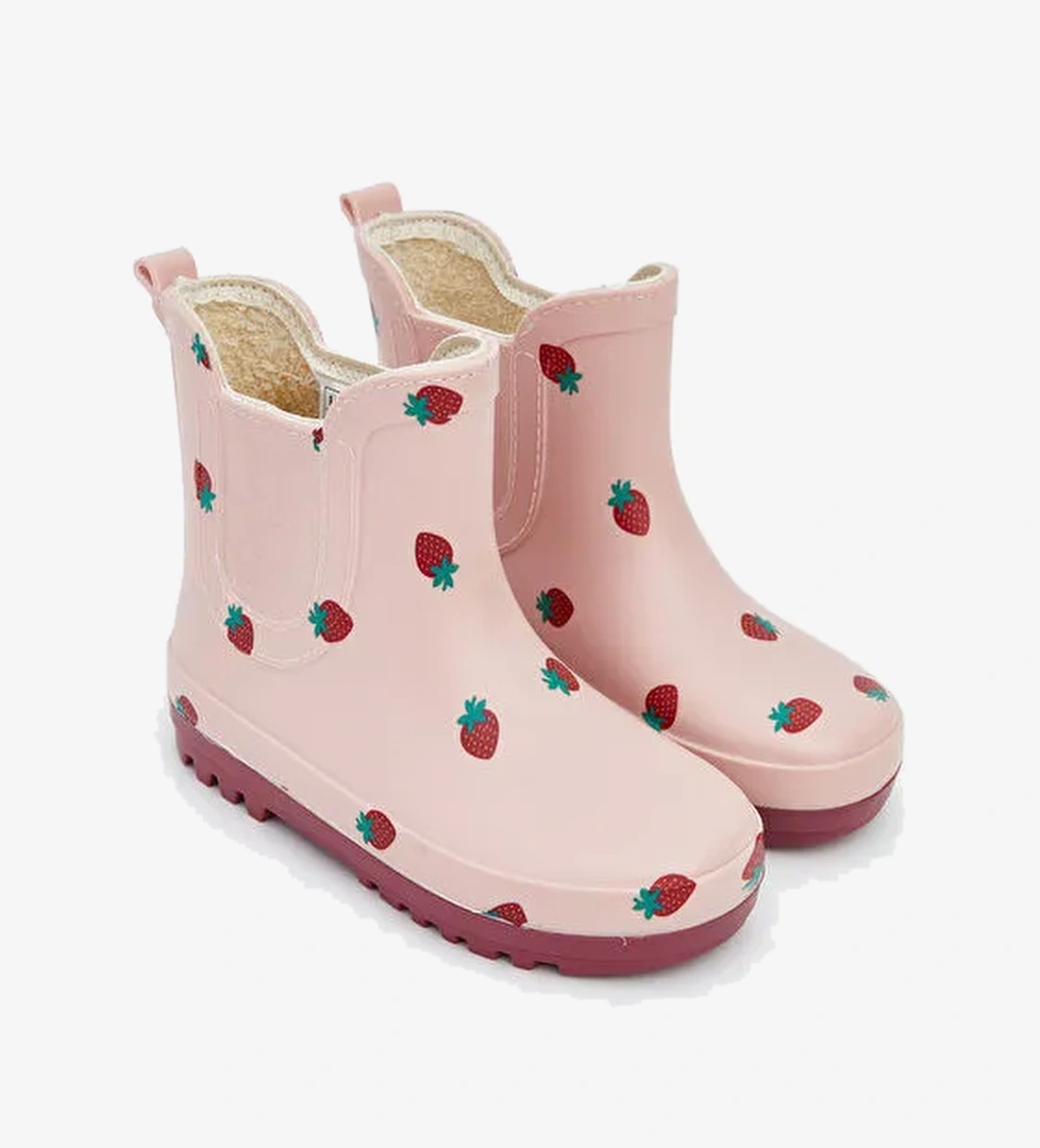 Çilek Baskılı Kız Bebek Yağmur Botu - Görsel 1