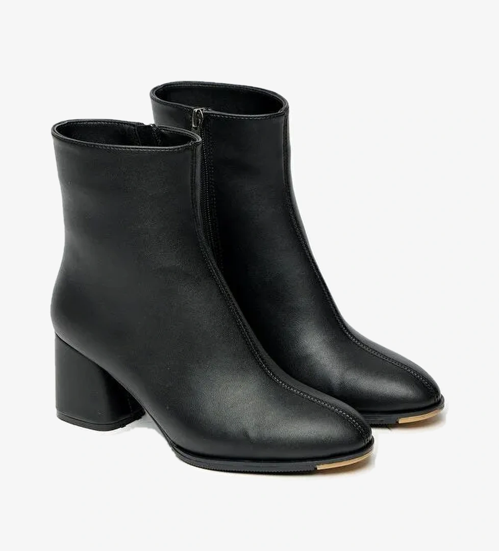 Kadın Siyah Topuklu Bot & Bootie – Fermuarlı Günlük Sezon Modeli - Görsel 1