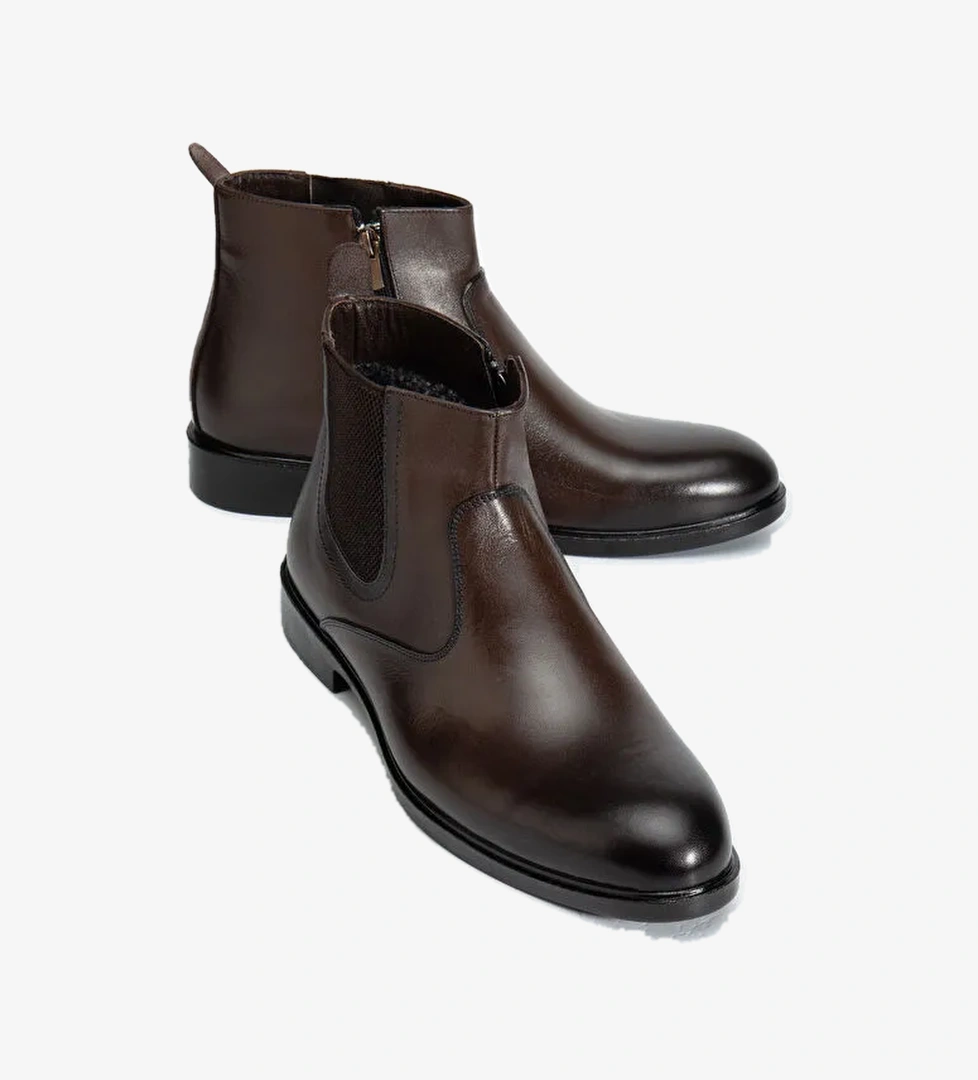 Daxtors D2145 Hakiki Deri Içi Kürklü Fermuarlı Soğuk Geçirmez Erkek Bot model görseli