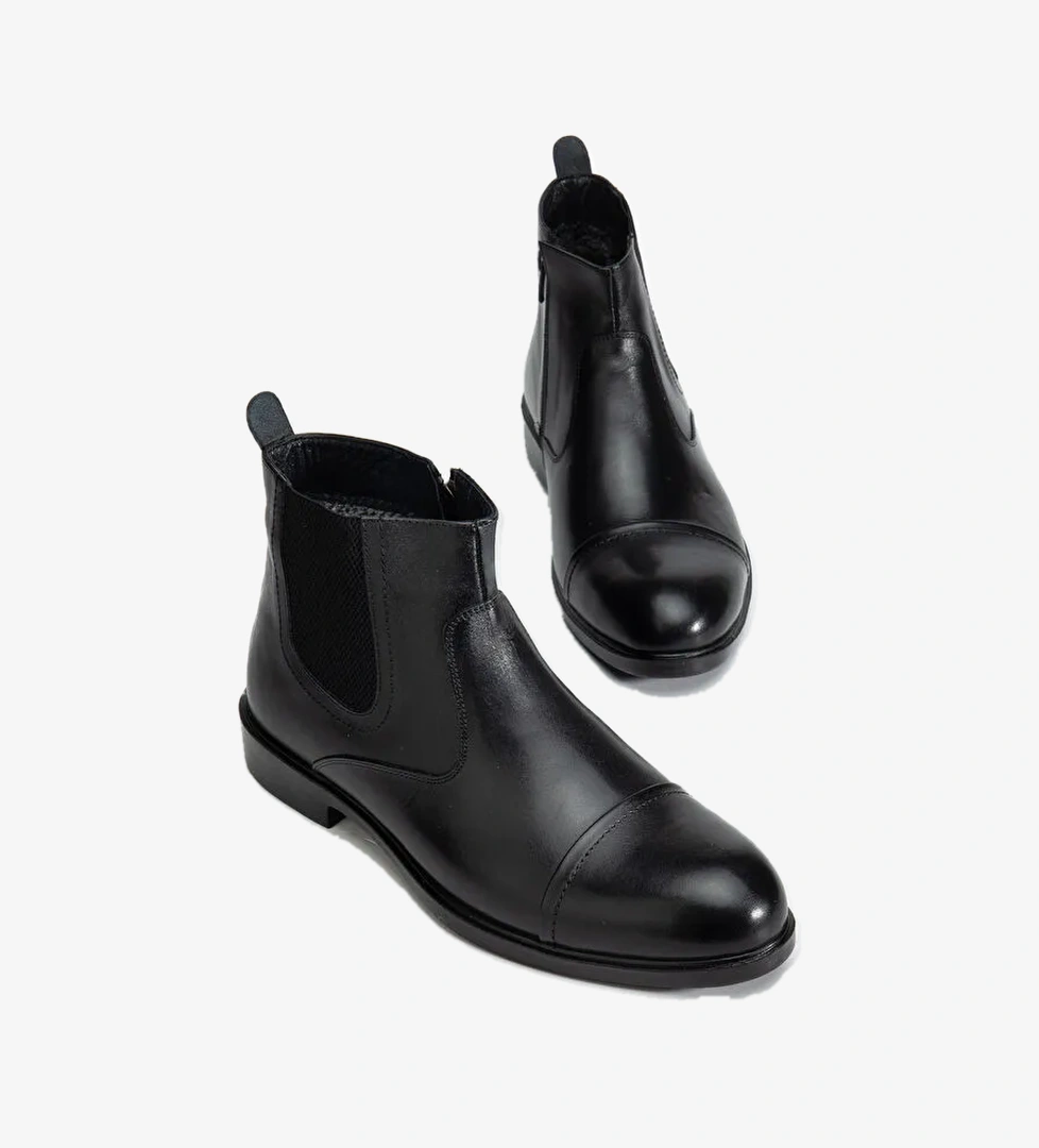 D2161 Hakiki Deri Içi Kürklü Fermuarlı Soğuk Geçirmez Erkek Bot - Görsel 1