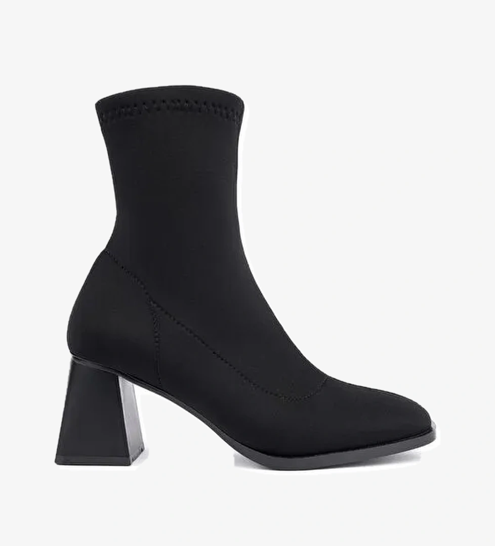 CRYON Küt Burun Kalın Topuklu Kadın Streç Bot