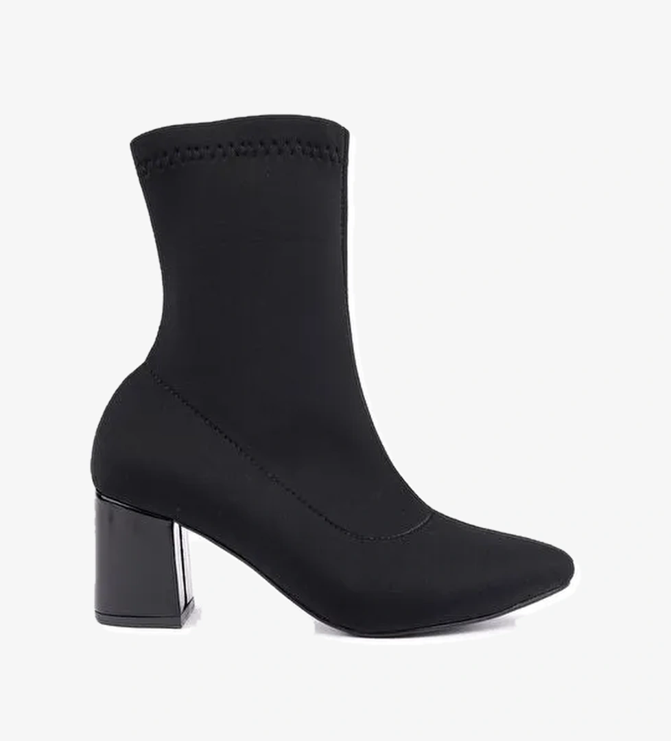 Muggo Magnus Sivri Burun Kalın Topuklu Kadın Streç Bot model görseli