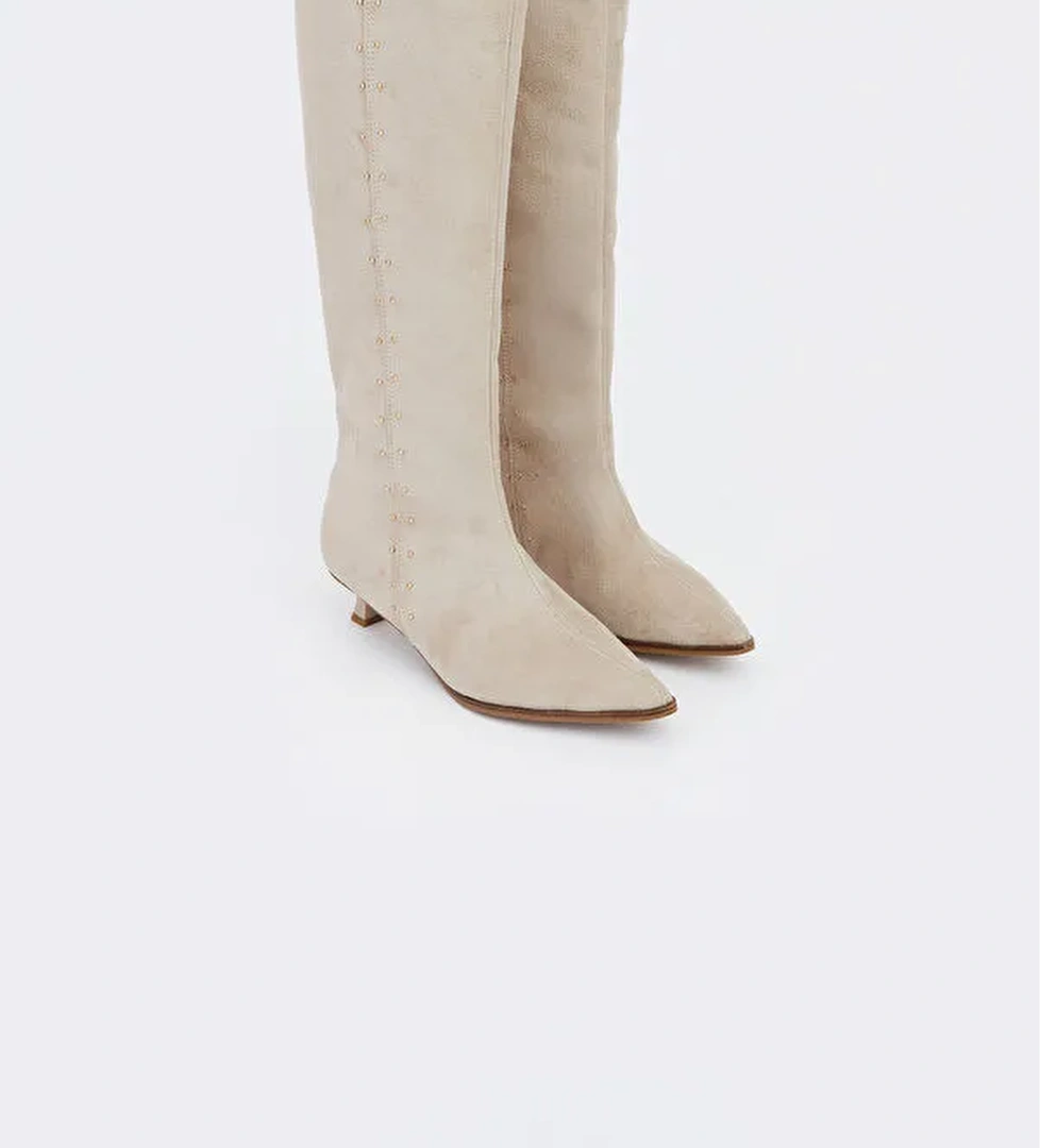 Süet Görünümlü Kadın Çizme - Görsel 1