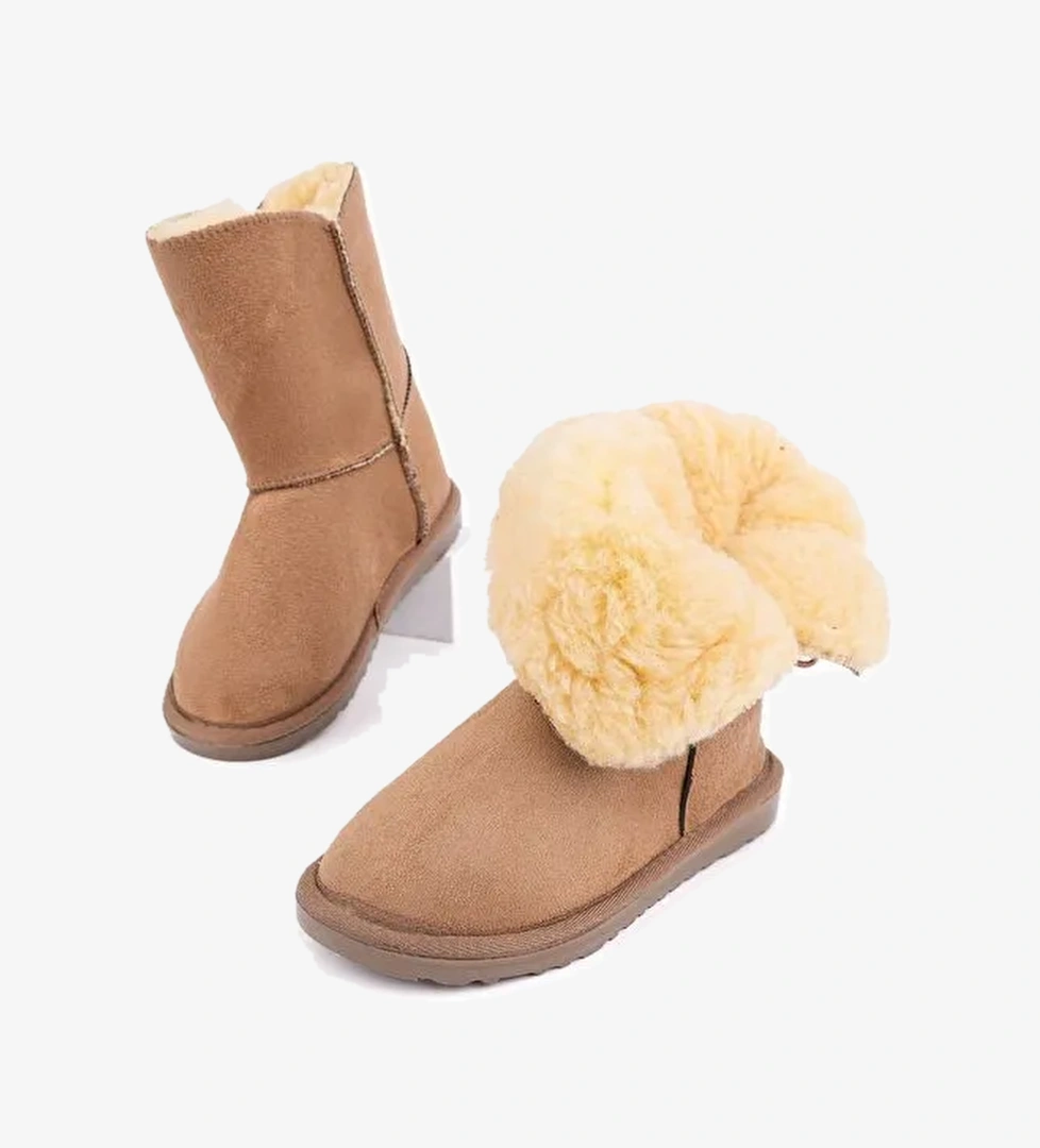 KİDDY Düğmeli Kürklü Çocuk Kışlık Bot