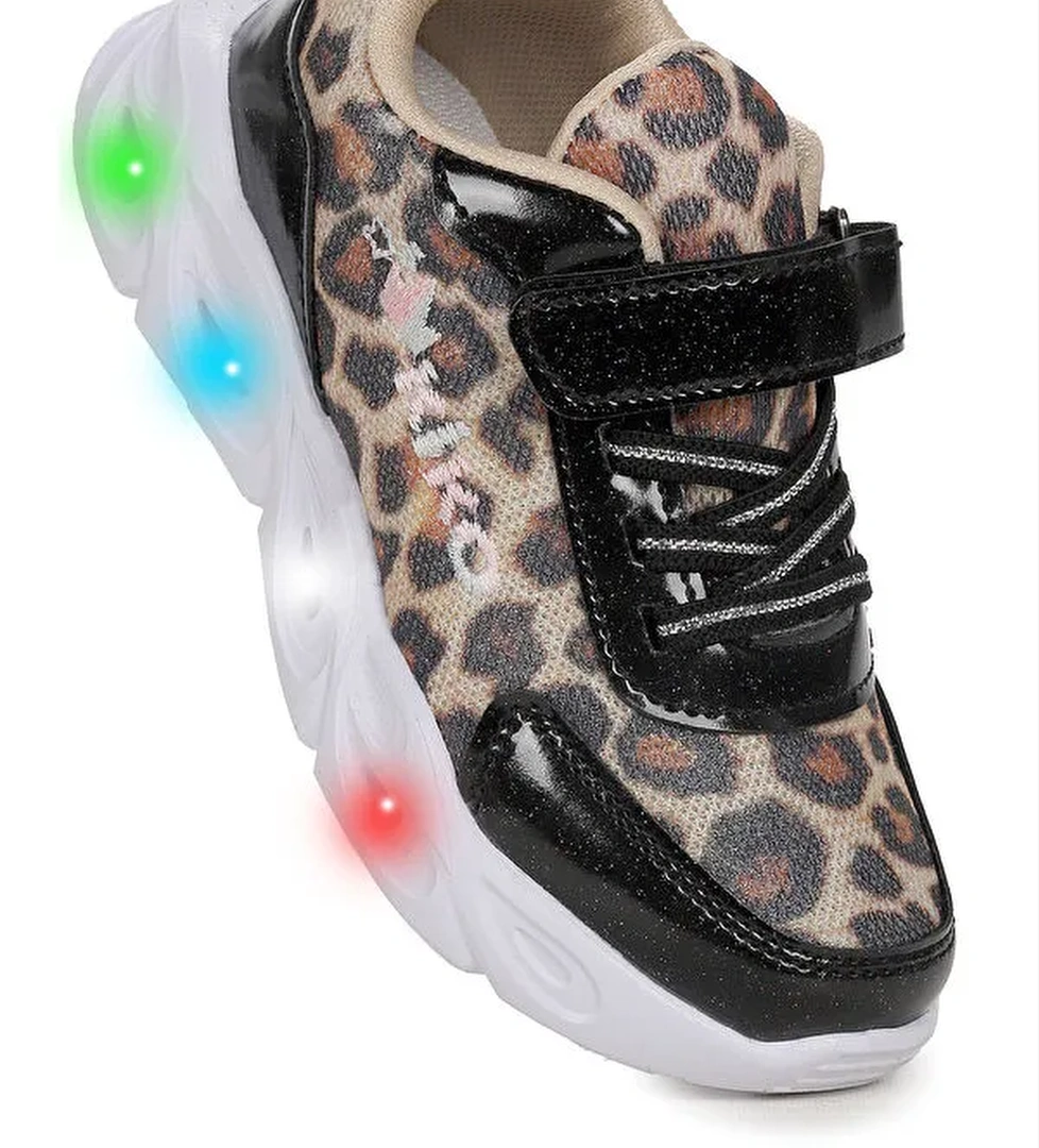 Teno Cırtlı Işıklı Leopar Kız Çocuk Spor Ayakkabı