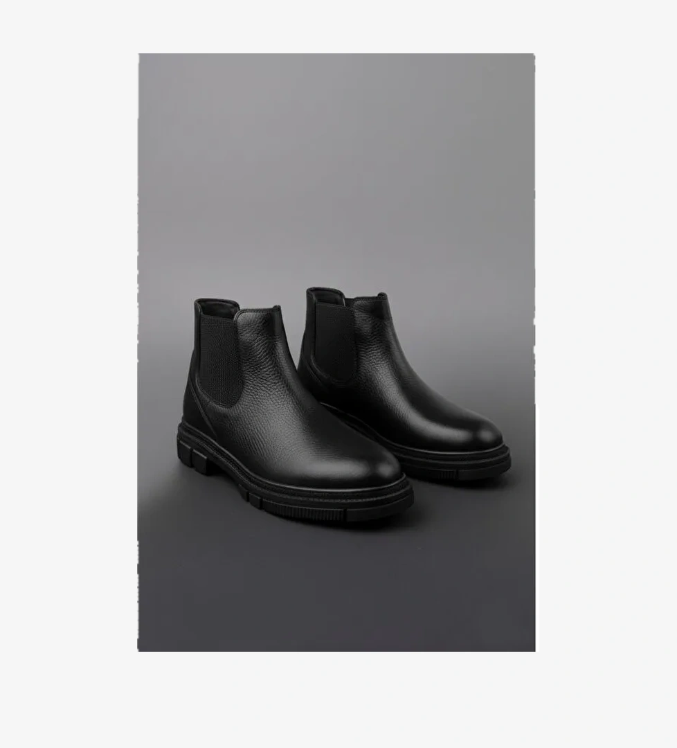 Muggo Hard Hakiki Deri Kalın Taban Erkek Kışlık Chelsea Bot model görseli