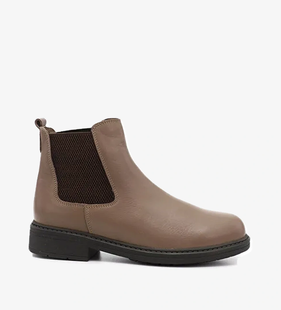 Kadın KOYU VİZON Kauçuk Taban Hakiki Deri Chelsea Bot