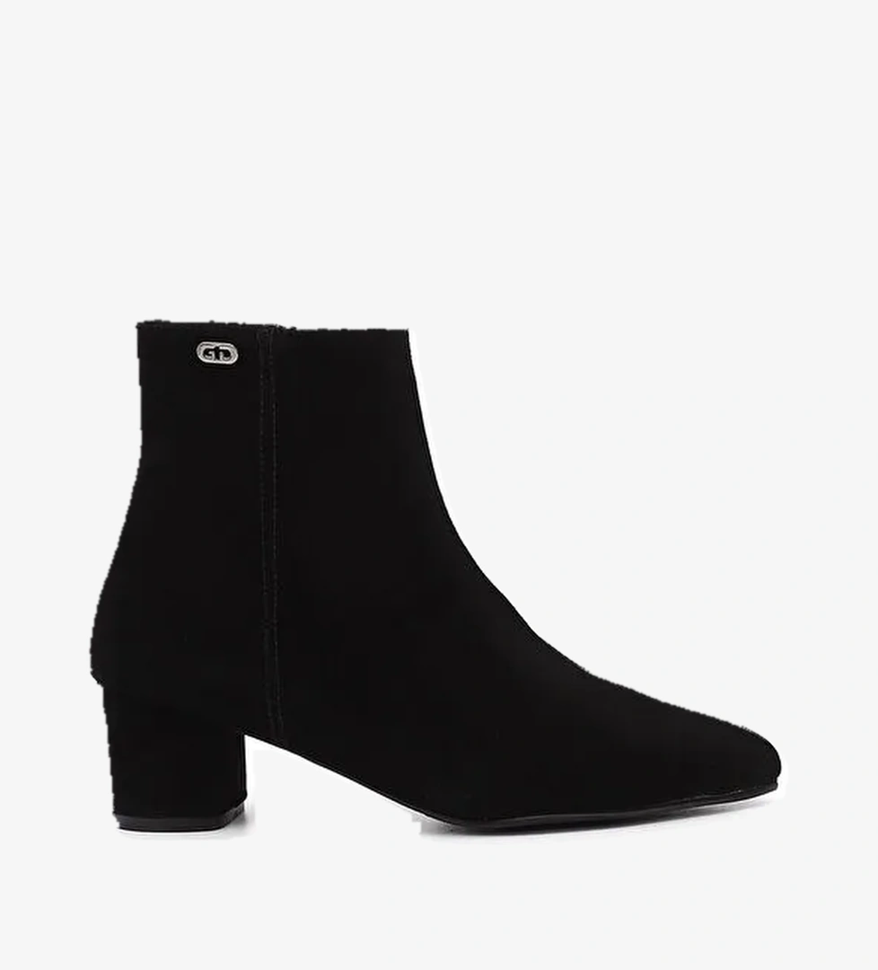 Kadın KOYU SİYAH Fermuarlı Sivri Burun Hakiki Deri Bot