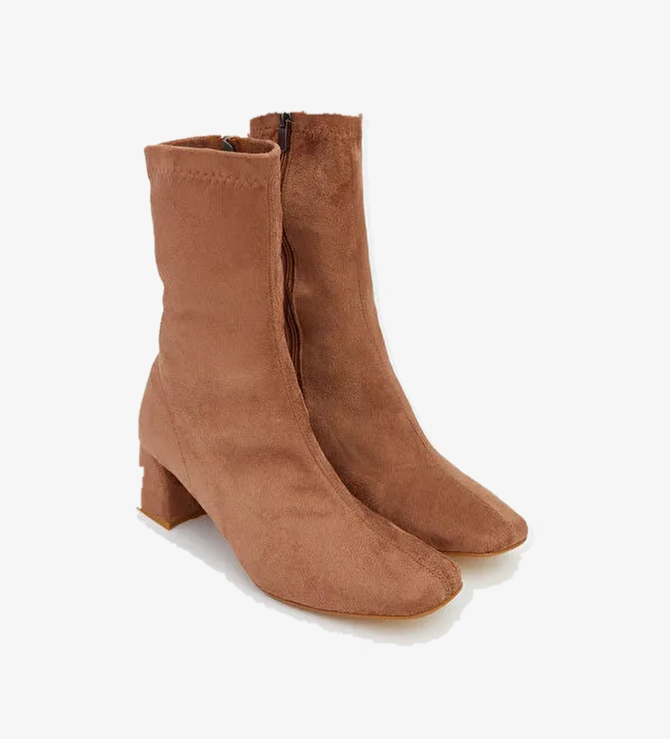 Süet Görünümlü Kadın Topuklu Bot