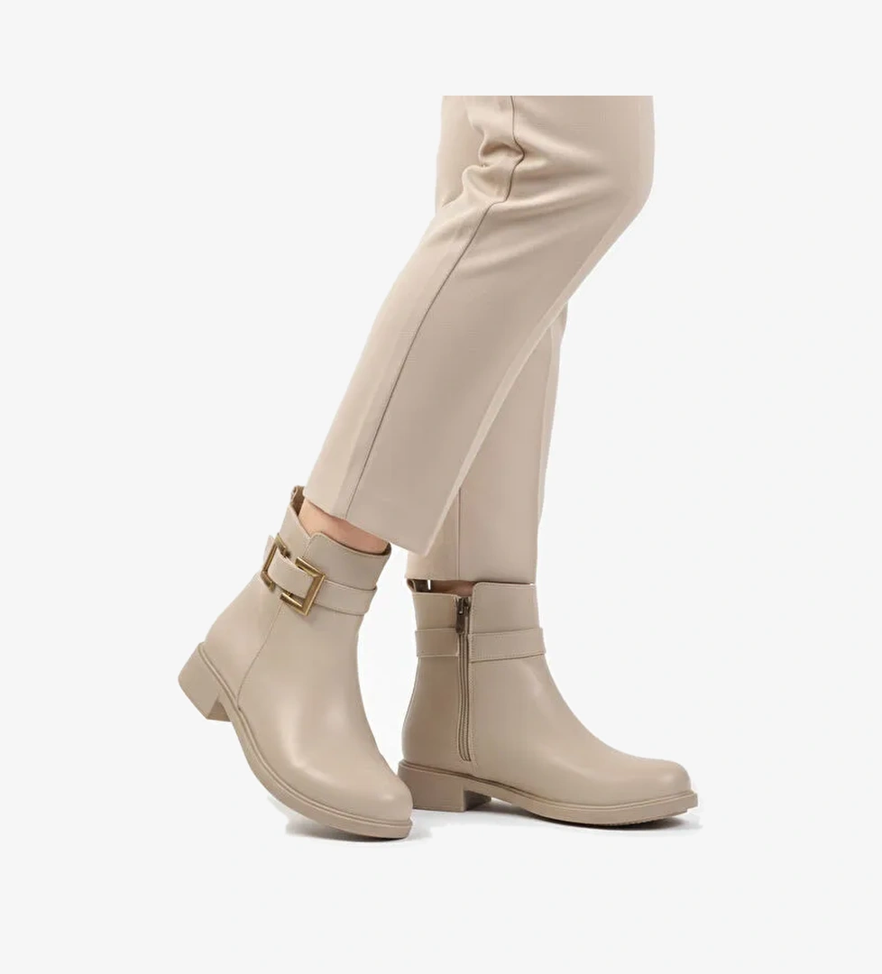 Bej Cilt Fermuarlı Kaymaz İçi Polarlı Kadın Bot 209144 Z