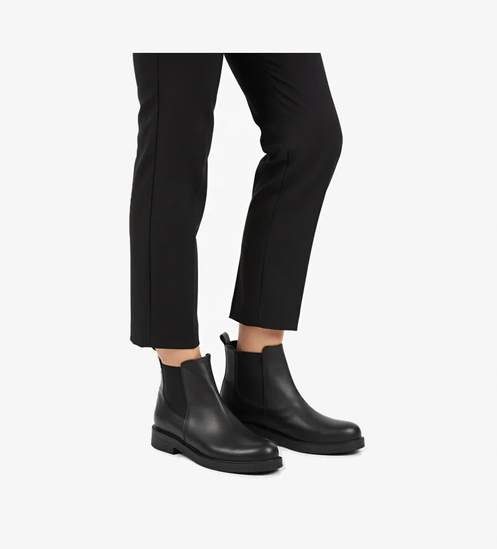 Siyah Cilt Polarlı Kolay Giyilebilir Kaymaz Kadın Chelsea Bot 284097 Z