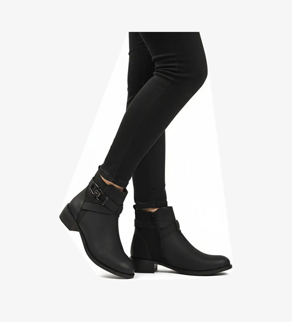 Siyah Zümrüt İçi Kürklü Fermuarlı Kaymaz Kadın Bot 547819 Z