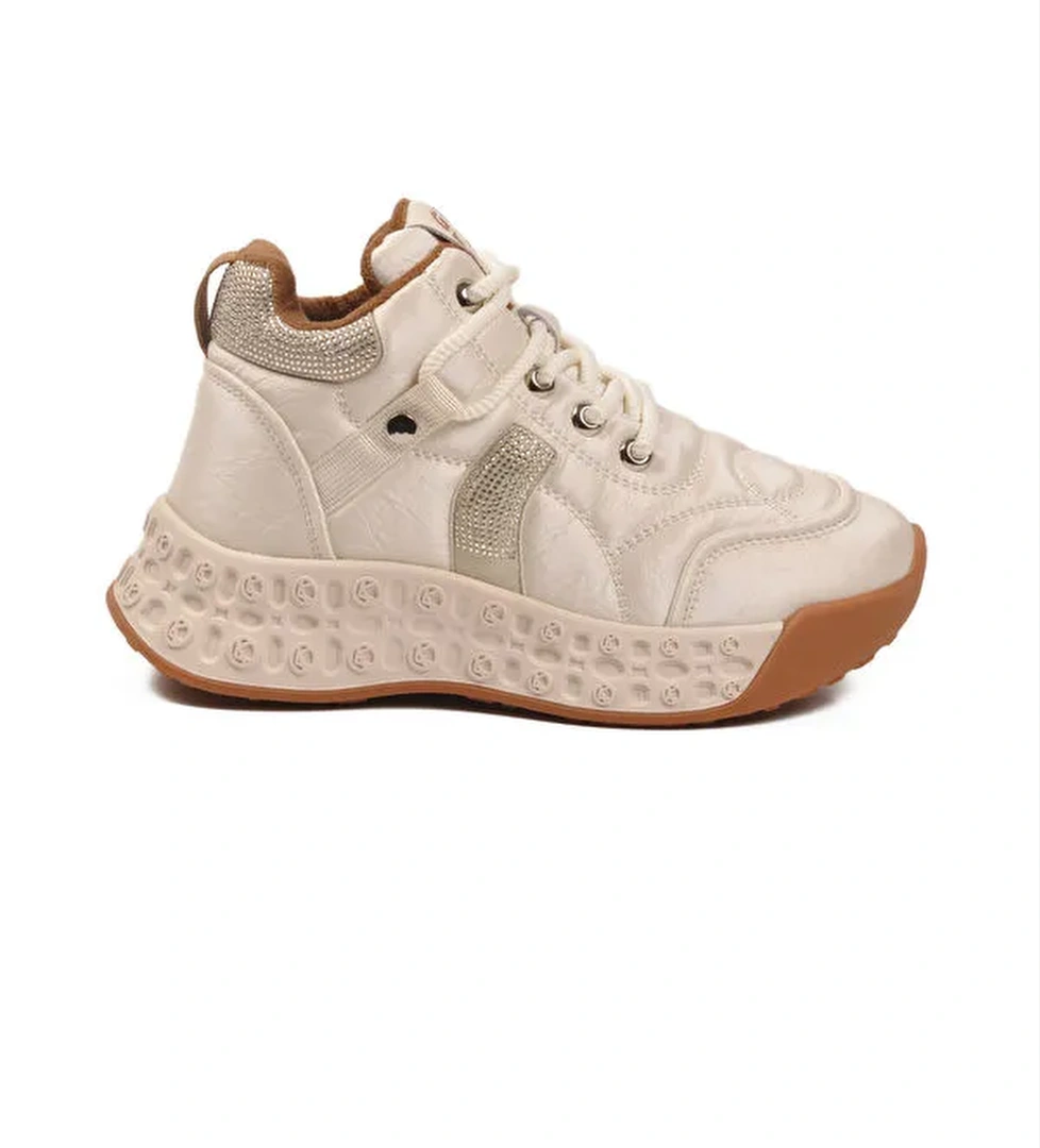 Bej İçi Kürklü Soğuğa Dirençli Kaymaz Bağcıklı Kadın Bot 25K316 Z - Görsel 1