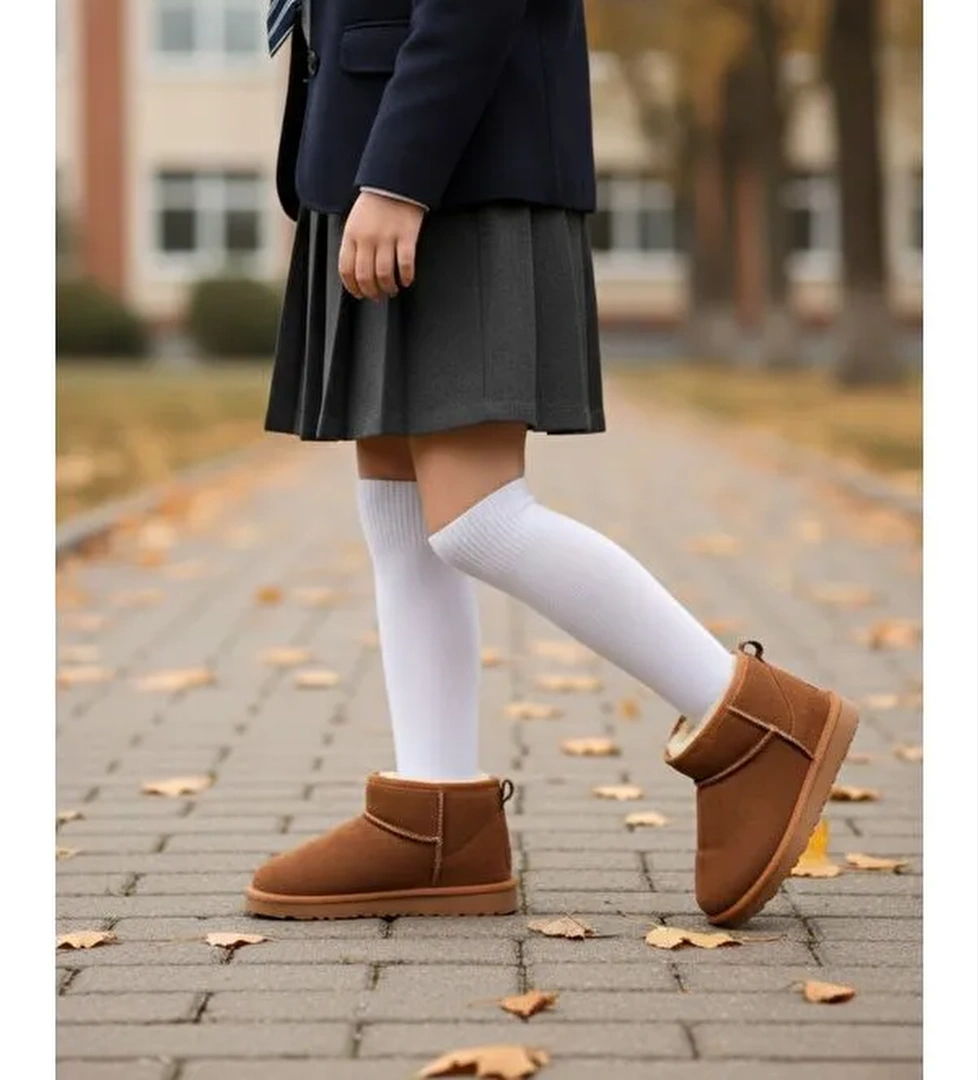 FROZİE Çocuk Kalın Taban İçi Tüylü Günlük Mini Yarım Bot