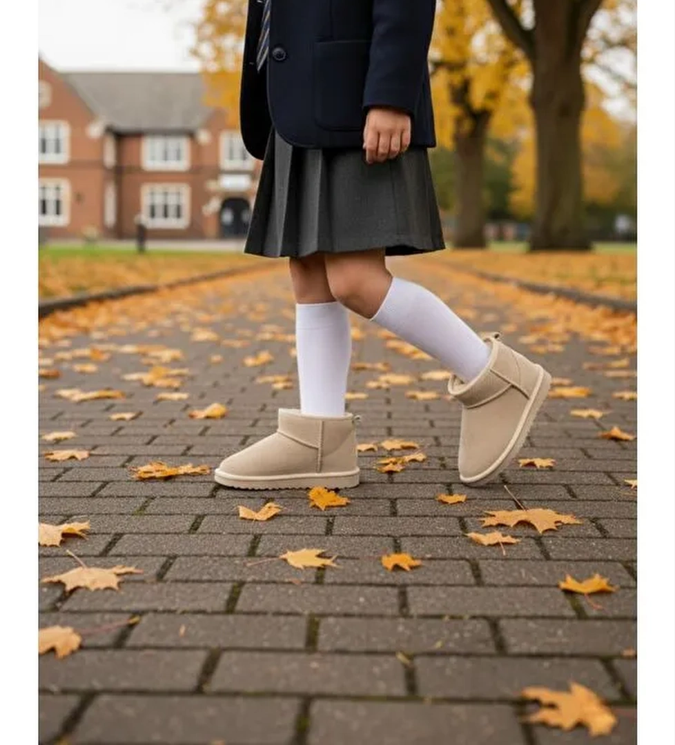 FROZİE Çocuk Kalın Taban İçi Tüylü Günlük Mini Yarım Bot - Görsel 1