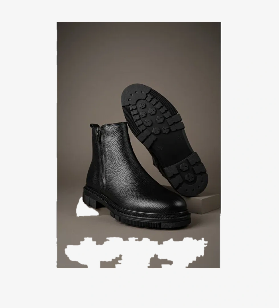 CHELSEY Hakiki Deri Çift Fermuarlı Erkek Kışlık Bot - Görsel 1