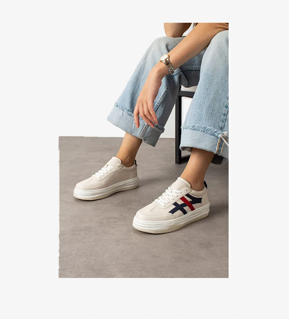 Bej Kadın Günlük Sneaker Spor Ayakkabı - Görsel 1