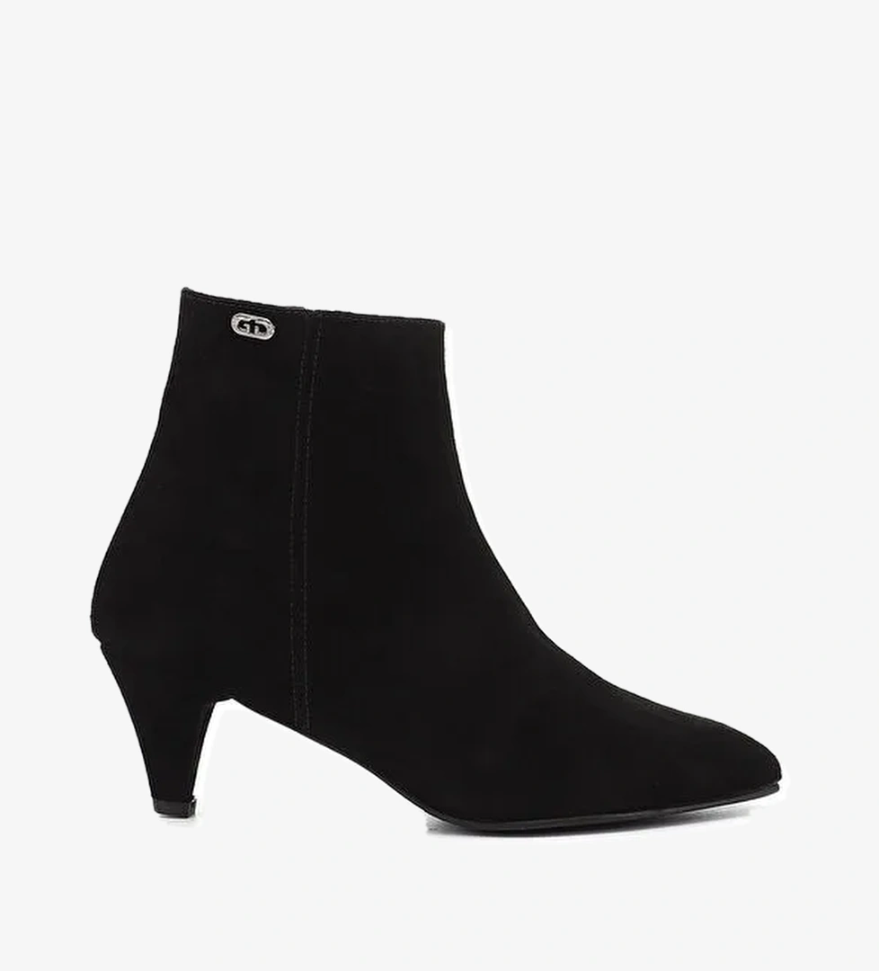 Kadın KOYU SİYAH Fermuarlı Sivri Burun Hakiki Deri Bot - Görsel 1