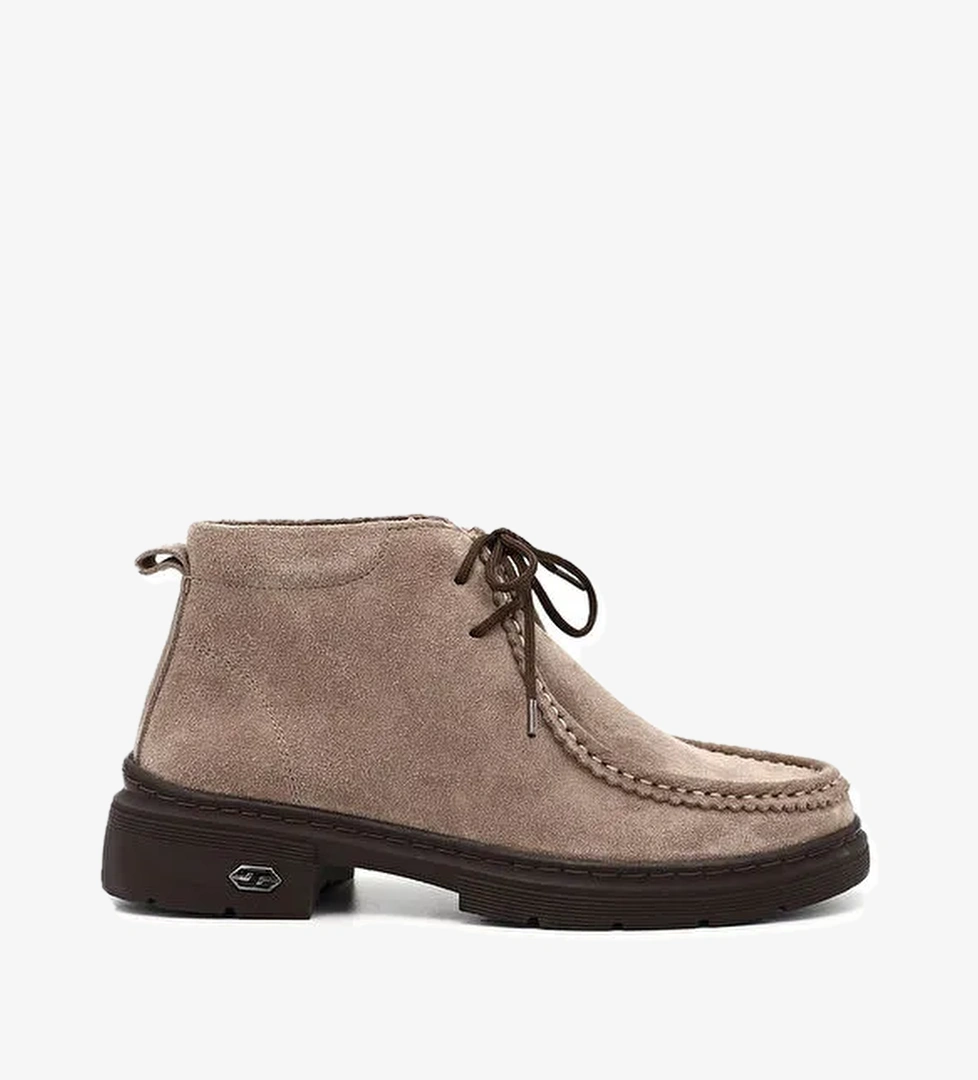 Kadın AÇIK VİZON Bağcıklı Hakiki Deri Comfort Bot