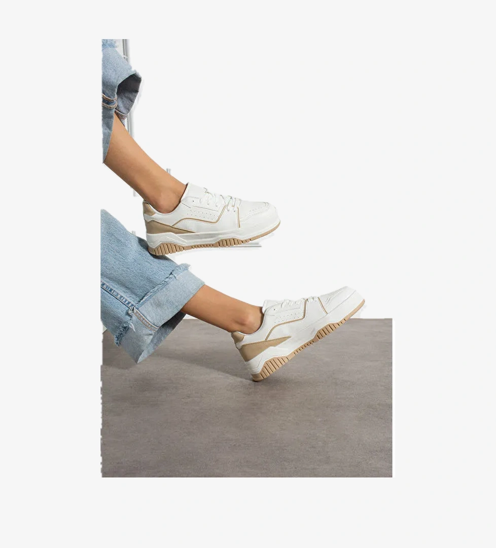 Bej Kadın Günlük Sneaker Spor Ayakkabı - Görsel 1