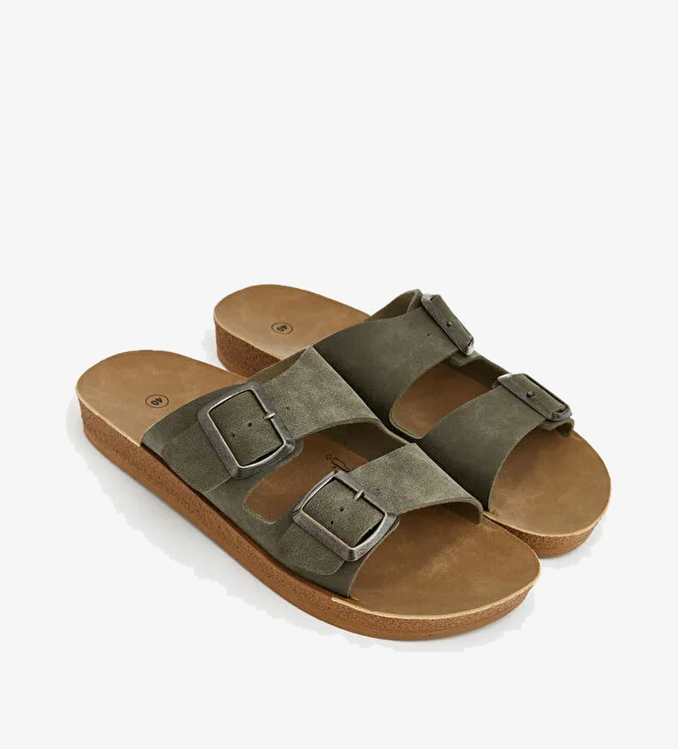 Lcw Steps Kahverengi Lcw Steps Çift Tokalı Erkek Terlik