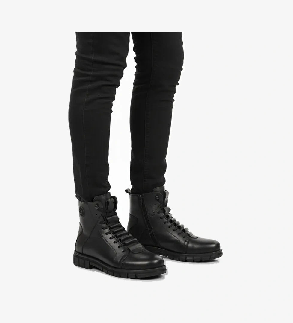 Ayakmod Siyah Kahve Deri Kürkü Soğuğa Dirençli Kaymaz Erkek Bot 2k8518 M model görseli