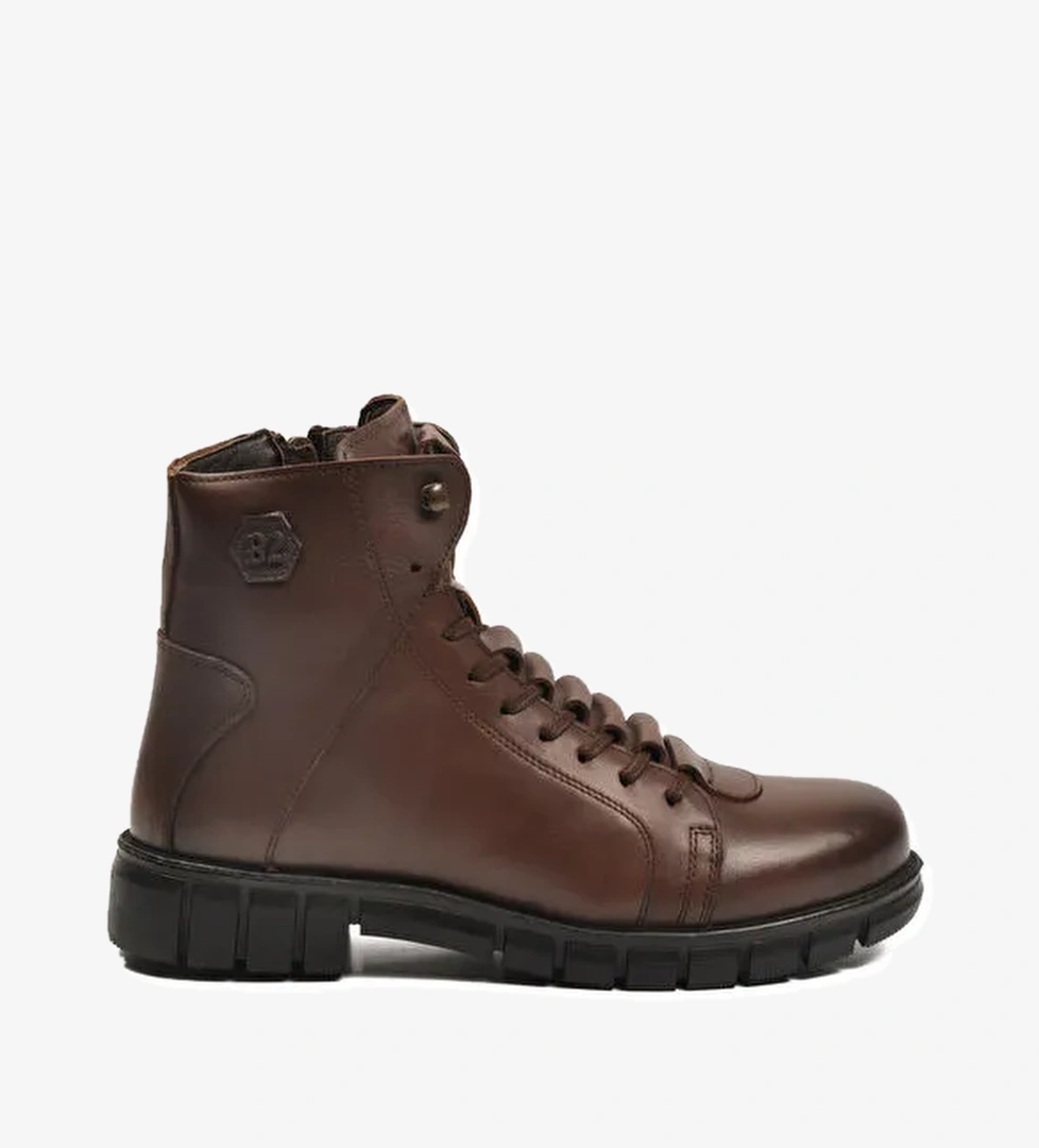 Kahve Deri Kürkü Soğuğa Dirençli Kaymaz Erkek Bot 2K8518 M