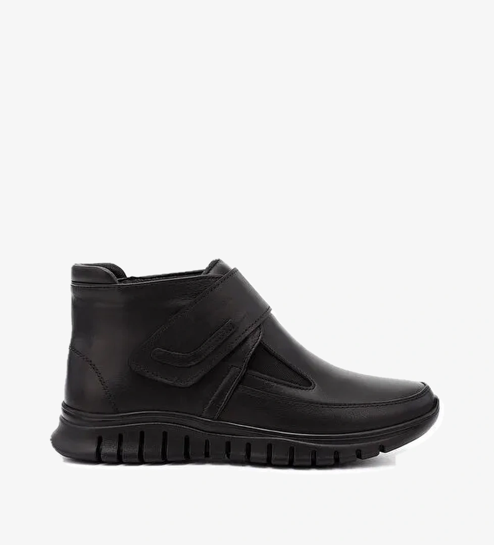 Kadın AÇIK SİYAH Cırtlı Hakiki Deri Comfort Bot - Görsel 1