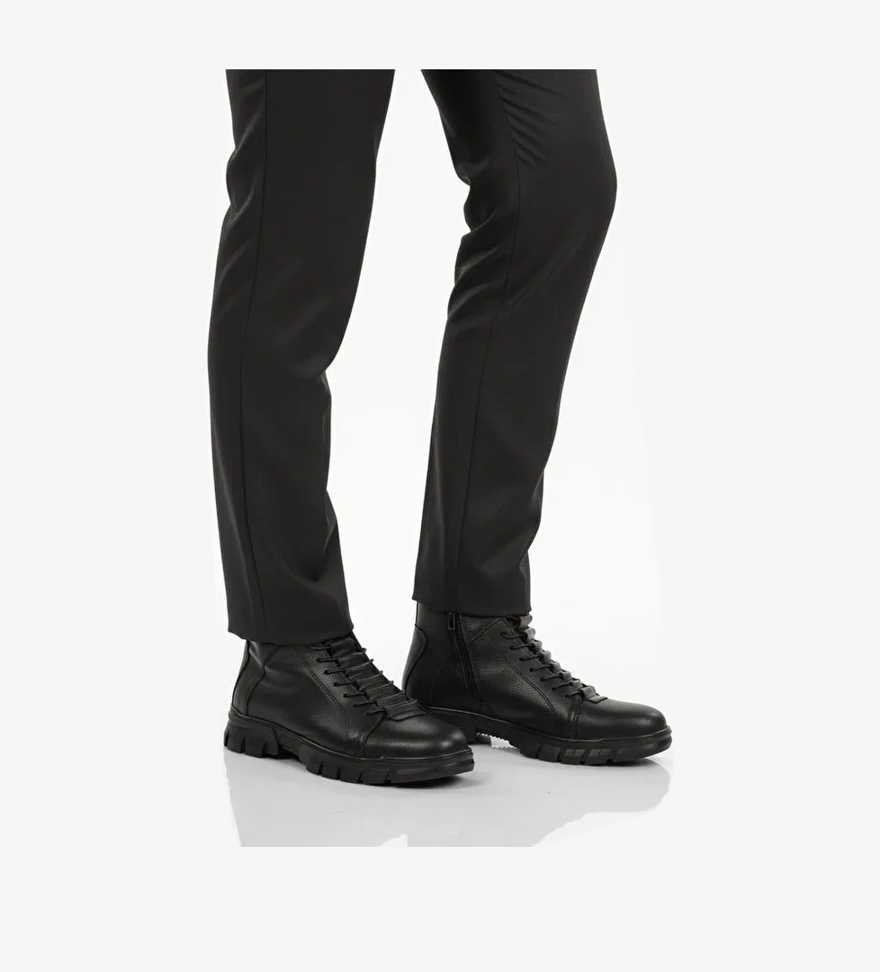 Siyah İçi Polarlı Kaymaz Fermuarlı Erkek Bot 660 M - Görsel 1