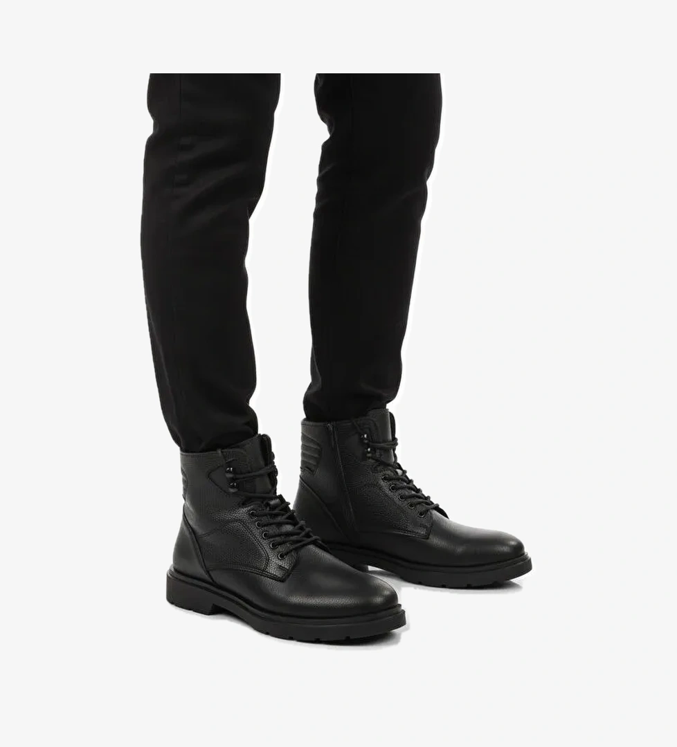 Ayakmod Siyah İçi Polarlı Kaymaz Fermuarlı Bağcıklı Erkek Bot 562 M model görseli