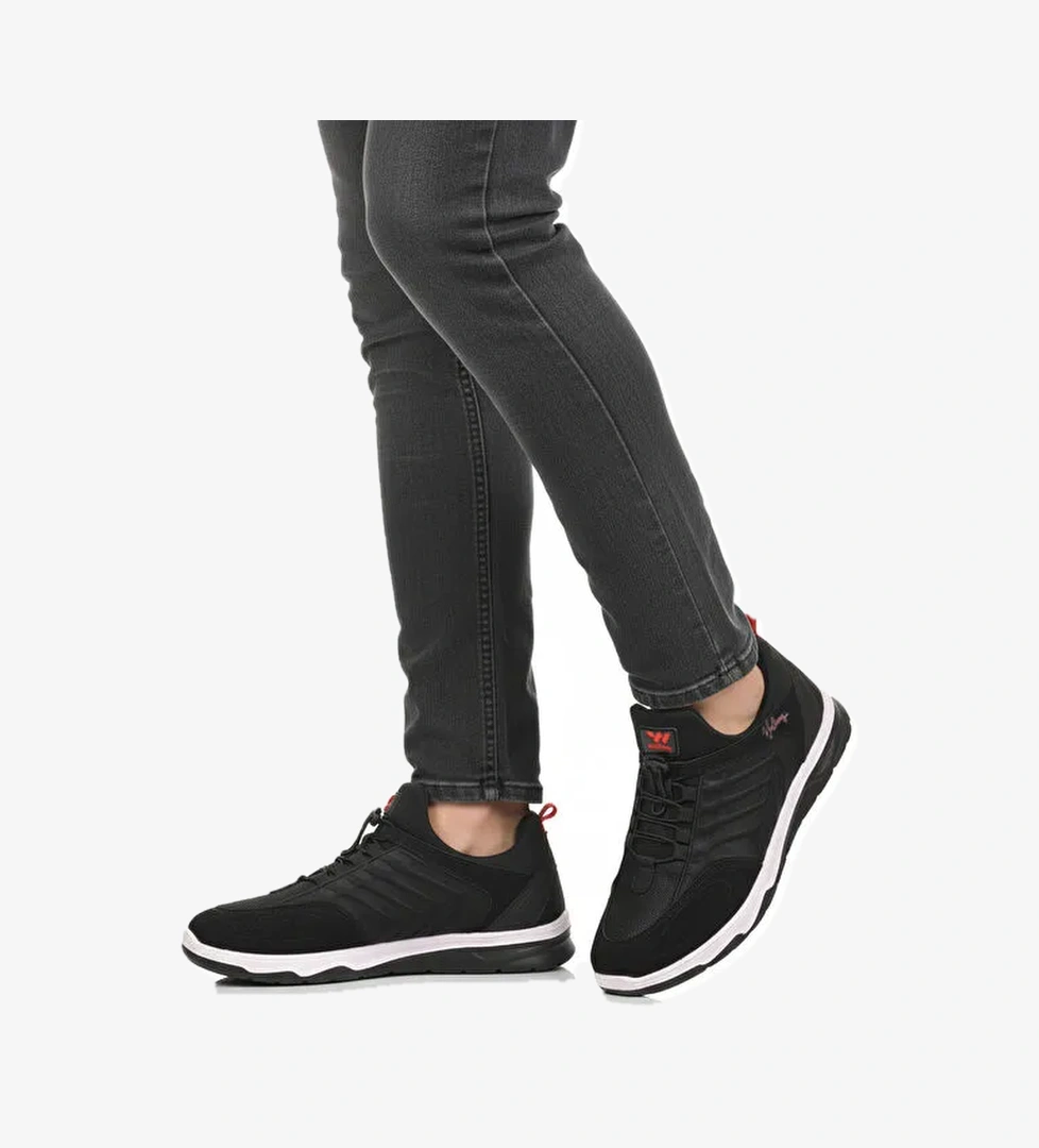 Walkway Siyah Elastik Bağcıklı Hafif Esnek Erkek Spor Ayakkabı Dong 2534 M model görseli