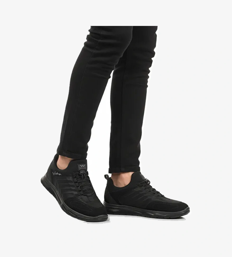 Siyah Elastik Bağcıklı Hafif Esnek Erkek Spor Ayakkabı Dong 2534 M