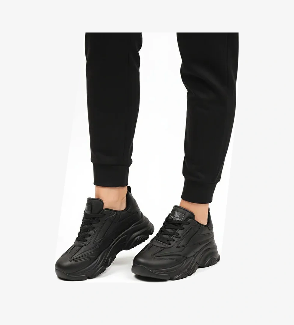 Siyah Bağcıklı Kadın Sneaker DRK171 G