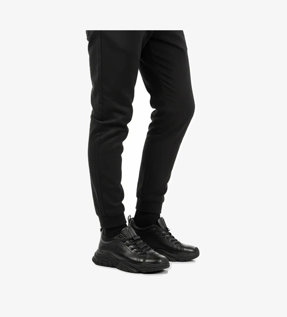 Siyah Floter Hakiki Deri Dar Kalıp Erkek Casual Ayakkabı 260037 M