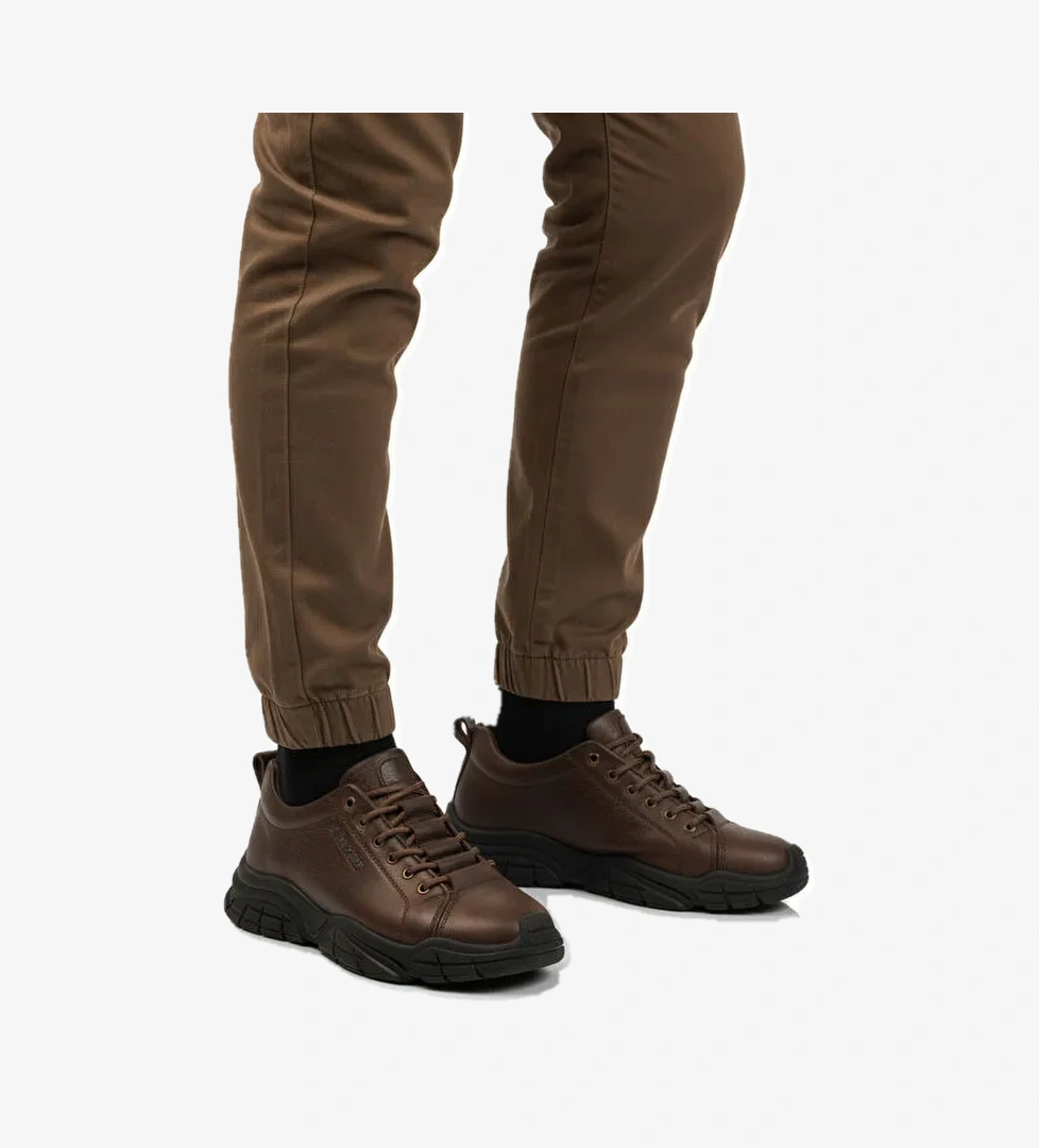 Kahve Hakiki Deri Dar Kalıp Erkek Casual Ayakkabı 260037 M