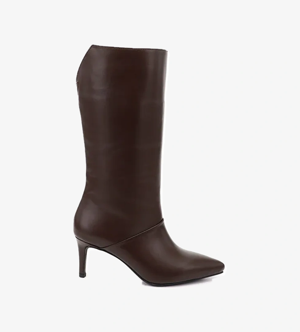 Kadın AÇIK KAHVERENGİ Platinum Fermuarlı İnce Topuklu Hakiki Deri Çizme