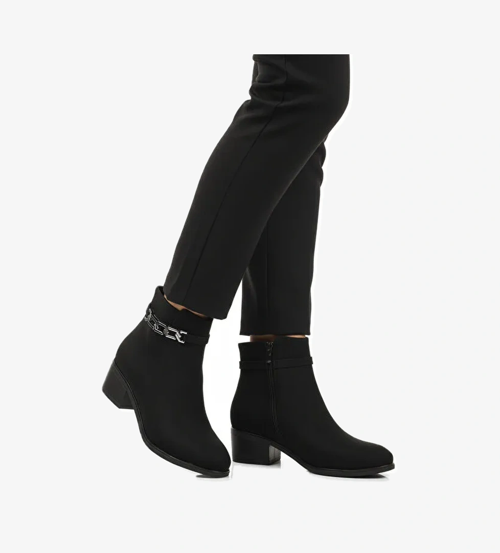 Ayakmod Siyah Zümrüt Fermuarlı Polarlı Kadın Topuklu Bot 325131 Z model görseli