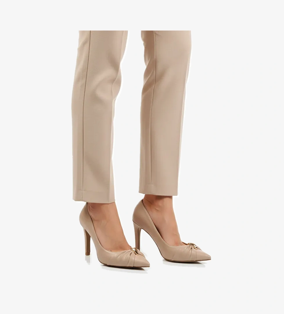 Bej Cilt Kadın İnce Uzun Topuklu Ayakkabı 575033 Z - Görsel 1