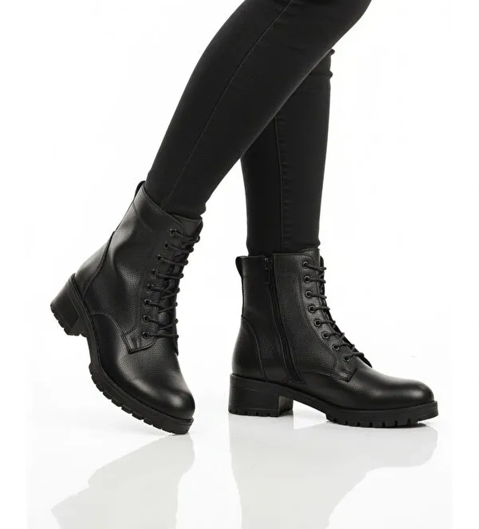 Ayakmod Kahverengi Ayakmod Hakiki Deri Bağcıklı Kadın Bot 2680-1 Z