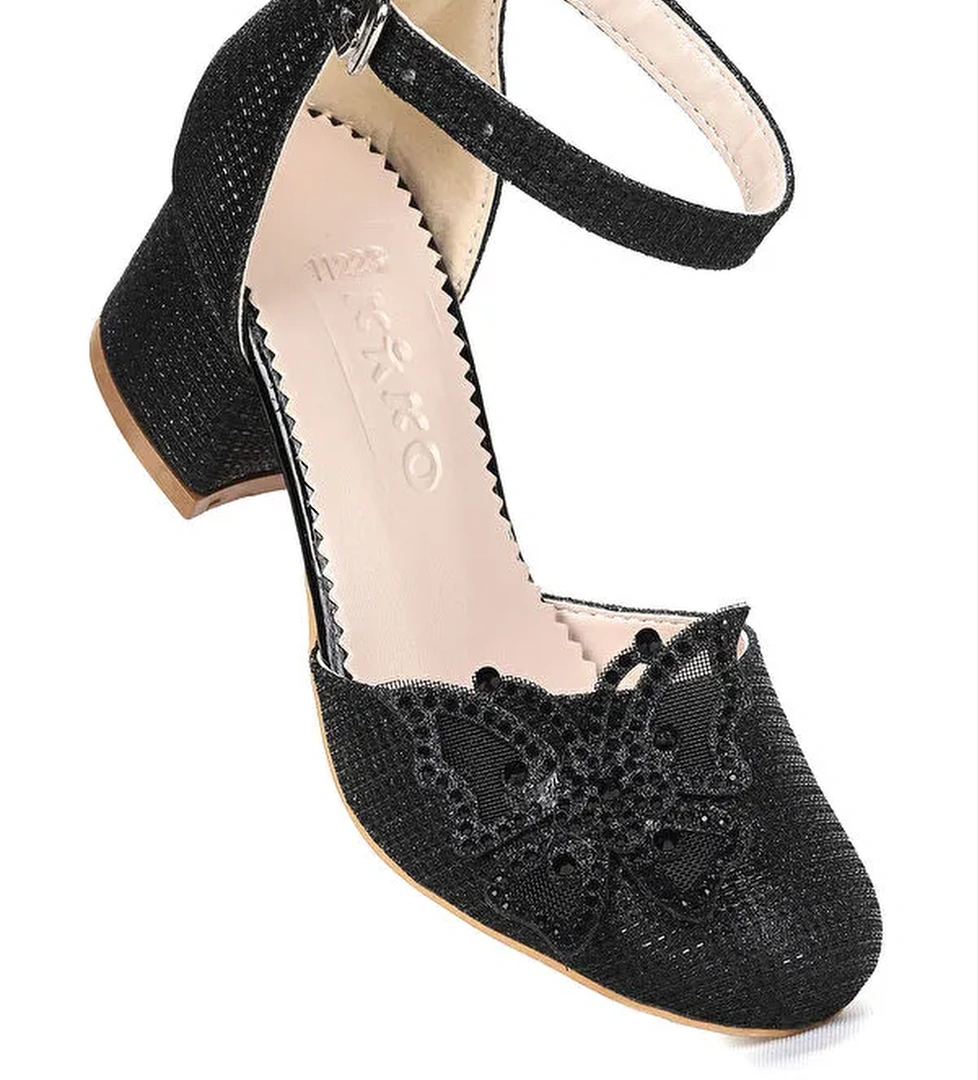 Zete Kum Simli Kız Çocuk 4 Cm Topuklu Abiye Ayakkabı