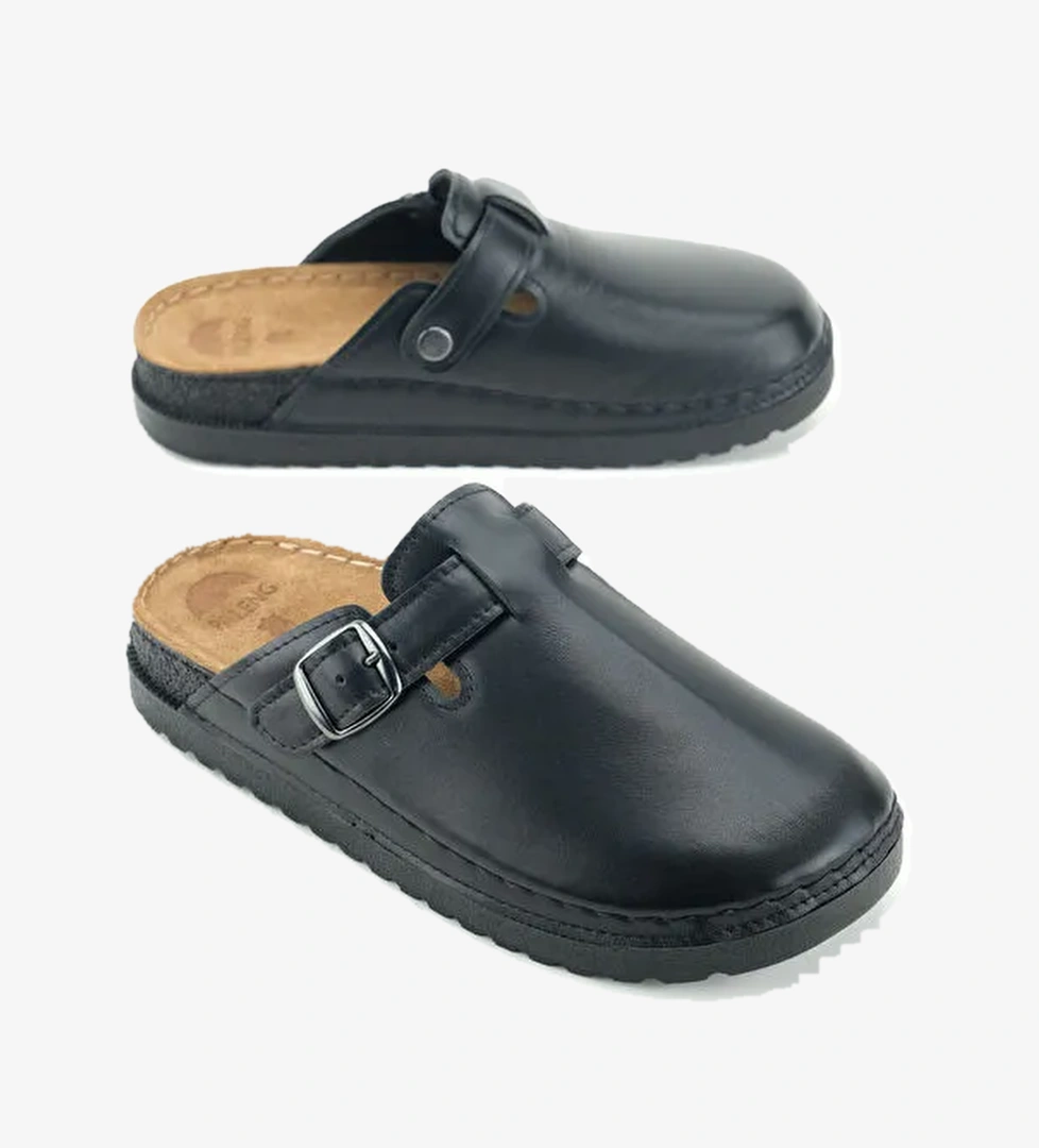 Paleng Kadın Kışlık İç Dış Hakiki Deri Rahat Taban Tek Kemer Ayarlanabilir Ev Bahçe Terlik model görseli