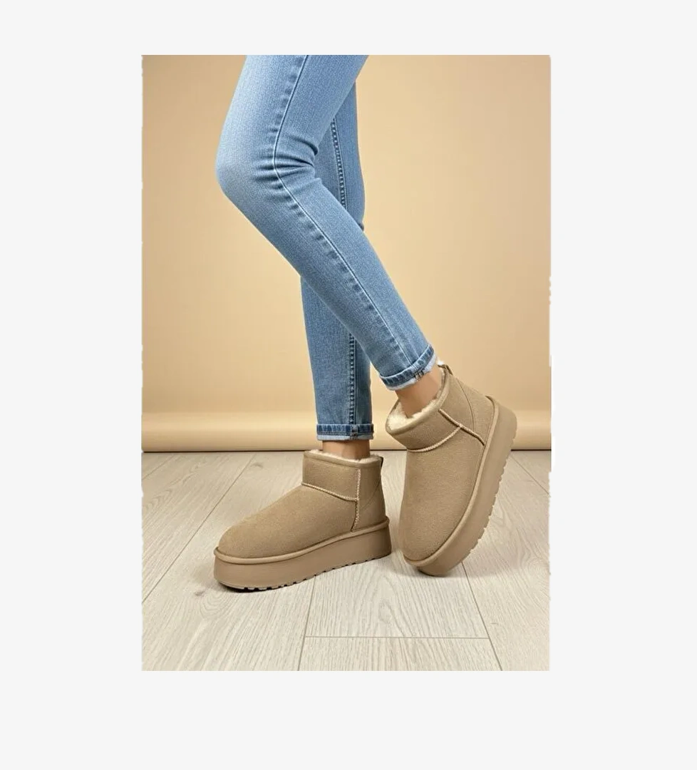 Oksit Frz F2150 Süet Içi Kürklü Yünlü Kalın Tabanlı Yüksek Topuklu Kadın Bot model görseli