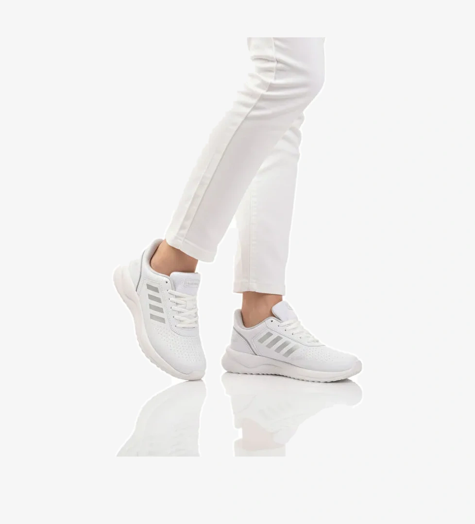 Beyaz Bağcıklı Hafif Esnek Unisex Spor Ayakkabı Nereus G