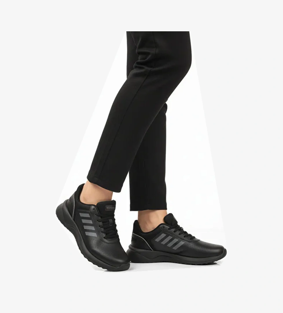 Siyah Bağcıklı Hafif Esnek Unisex Spor Ayakkabı Nereus G - Görsel 1