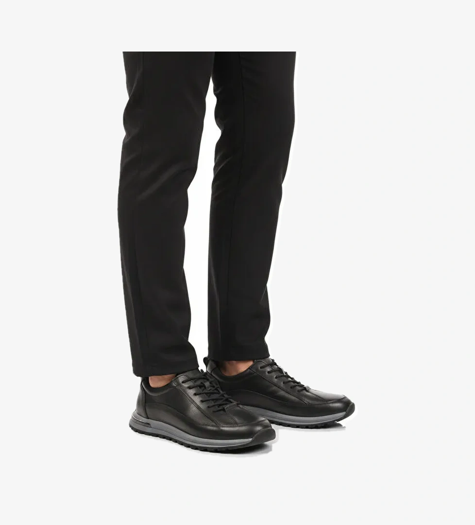 Siyah Hakiki Deri Erkek Sneaker 2036 M