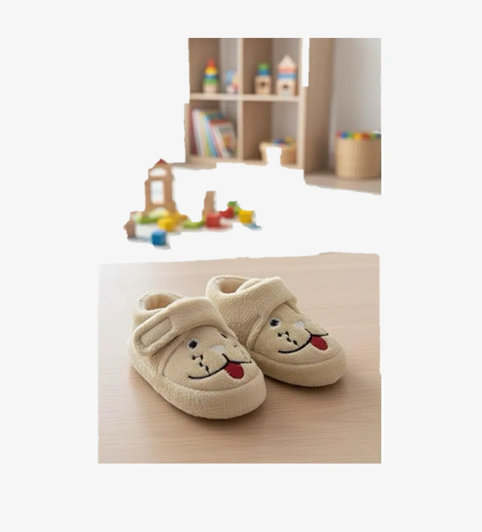 Oksit Sevimli Hayvanlar Cırtlı Kaydırmaz Taban Kreş Ev Okul Ayakkabısı Bebek Çocuk Panduf Botu model görseli