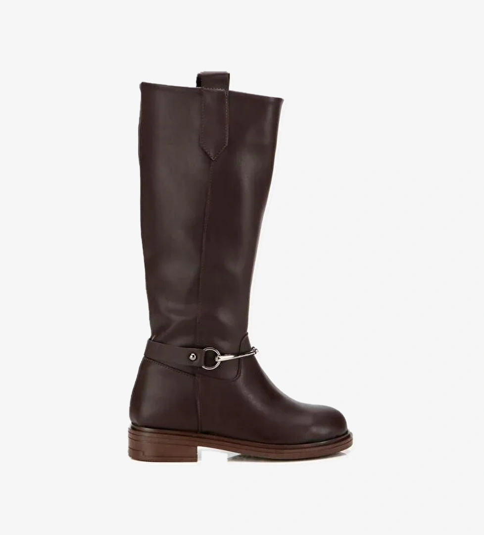 Kadın Kahverengi Zincir Detaylı Çizme