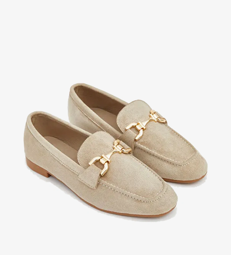 Lcw Steps Kahverengi Lcw Steps Süet Görünümlü Metal Aksesuarlı Kadın Loafer